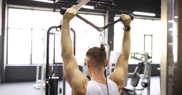 선수의 과등의 근육질 훈련은 체육관 뒷모습 필름느린 움직임을 이용하여 스포츠 — 비디오