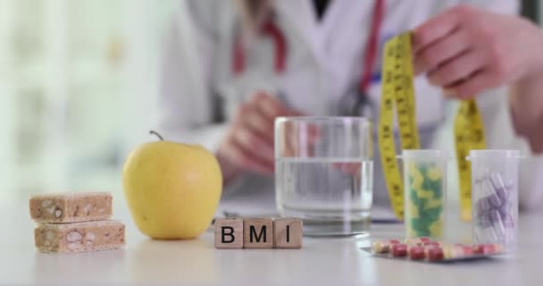 테이프와 영화를 의사의 배경에 Bmi 건강한 라이프 스타일과 적절한 — 비디오