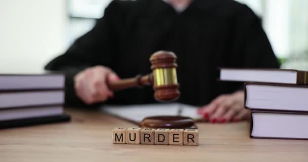 Слово Вбивство Блоках Суддя Даром Суді Покарання Вчинення Злочинів Або — стокове відео