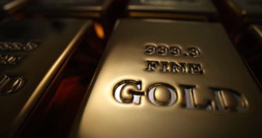 Parlak altın külçeleri parlak yüzeyleri düzgün sıralarda yatıyor. Kusursuz yüzeyleri olan altın külçeler loş ışıklandırılmış kasada mükemmel sıralanmıştı.