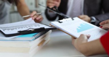 Business team is studying financial analytics in marketing. Business growth statistics and planning concept