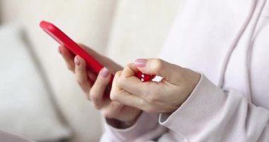 Smartphone and dice in female hand. . Gambling risk concept and luck and win game online concept