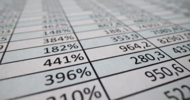 Finansal tablonun çeşitli bölümleri yüzdeleri gösteriyor. Yıllık mali rapora göre, yılın farklı dönemlerinde gelir