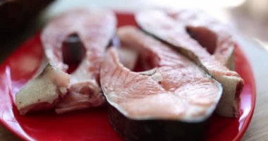 Dilimlenmiş balık filetoları canlı bir tabakta sanatsal olarak sergileniyor. Bu da onu bol miktarda aşçılık ilhamı için mükemmel yapıyor.