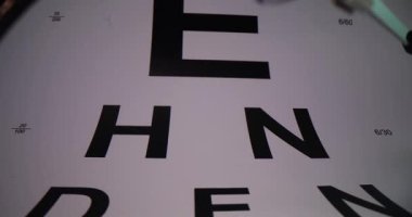 Snellen grafiği, görme keskinliğini ve kırılma hatalarını tanımlamak için farklı boyutlarda harfler gösterir. Klinikte oftalmolojik muayene