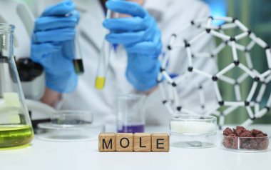 Laboratuvar ekipmanları ve çeşitli modelleri kullanarak kimya alanında bir köstebek kavramını derinlemesine araştırıyoruz.