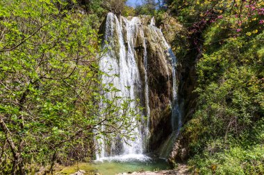 Yunanistan 'ın Korfu adasındaki dağlarda güzel bir şelale. Doğa severler için bir turistik yer..