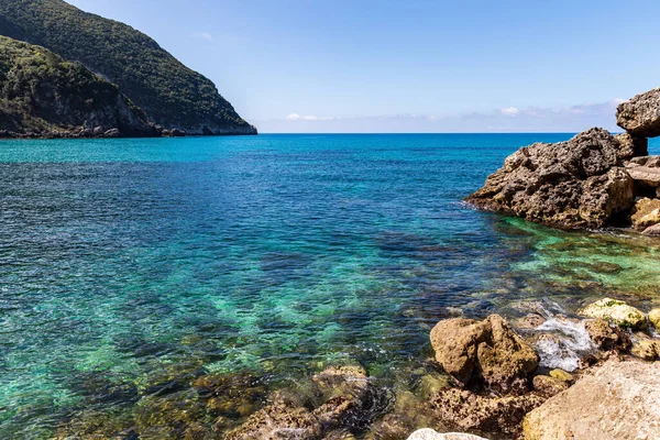 Beautiful Landscape Coast Island Corfu Ionian Sea Mediterranean Greece Pure — Stock Photo, Image