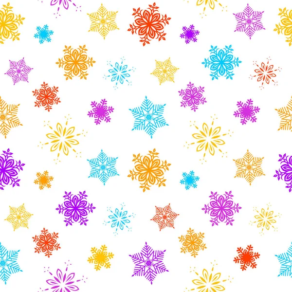 Pattern Violet Yellow Blue Orange Snowflakes — Stock Vector