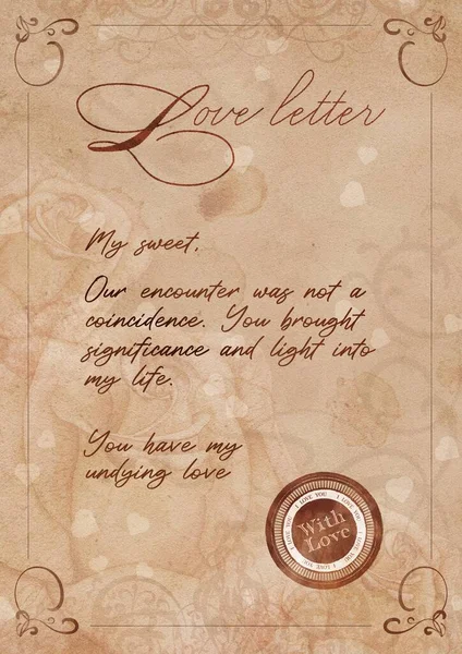 Love letter. Romantic love letter on vintage background