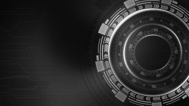 Çemberli soyut siyah teknoloji arka planı
