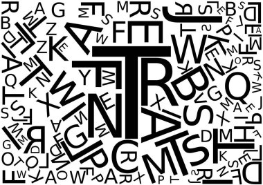 Karmaşık harf dağılmış arkaplan, vektör illüstrasyonu