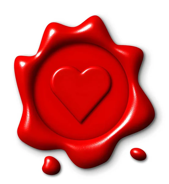 Heart Realistic Wax Seal Illustration — Stock Photo, Image