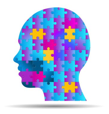 Baş silueti bir bulmaca, vektör illüstrasyonundan oluşur