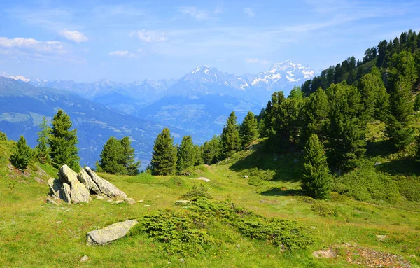 Schöne Berglandschaft Bei Sonnigem Tag Blick Auf Die Penninischen Alpen — Stockfoto