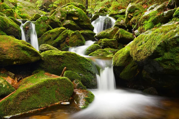Vodopád Černém Potoce Národním Parku Šumava Česko Horský Potok — Stock fotografie