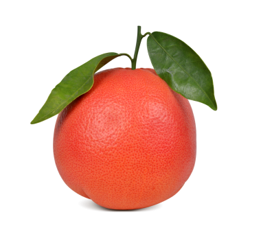 Şeffaf arkaplanda yeşil yapraklı greyfurt, PNG.