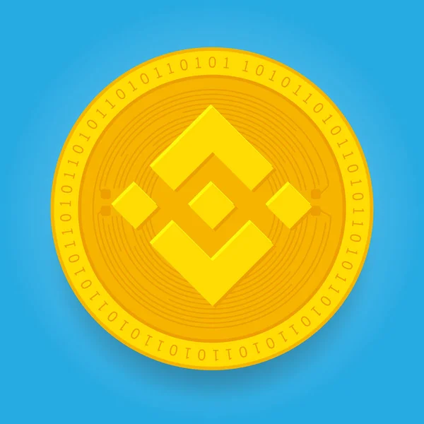 Binance Bnb Золотая Монета Выделенная Синем Фоне Векторная Иллюстрация Криптовалюты — стоковый вектор