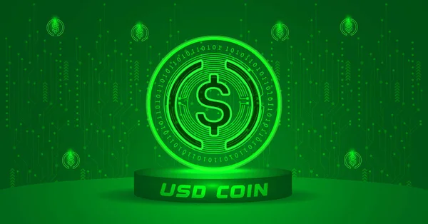美元Coin Usdc Metaverse隐货币概念矢量插画横幅3 — 图库矢量图片