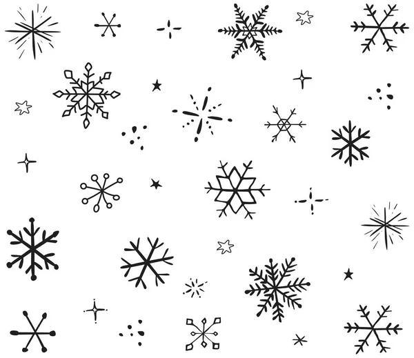 Handgezeichnete Schneeflocken Set — Stockvektor