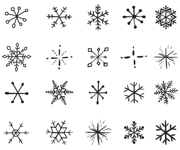 Handgezeichnete Schneeflocken Set — Stockvektor