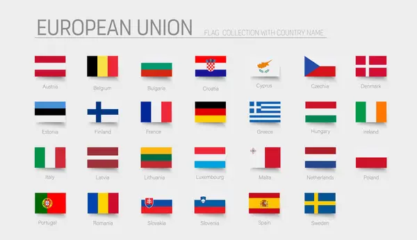 Флаг Европейского Союза Установлен Детальная Векторная Иллюстрация Векторная Графика