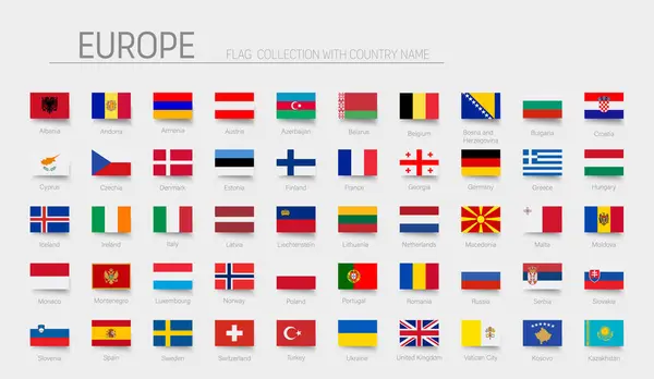 Коллекция Флагов Европы Векторная Иллюстрация Стоковая Иллюстрация