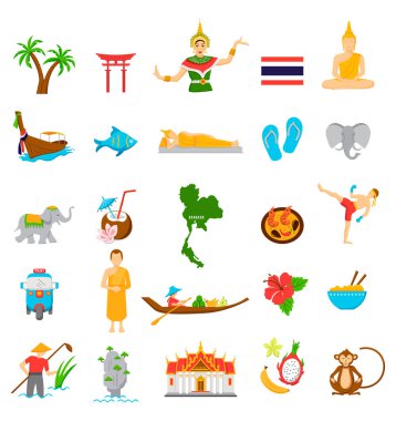 Tayland ikonu seti. Vektör illüstrasyonu