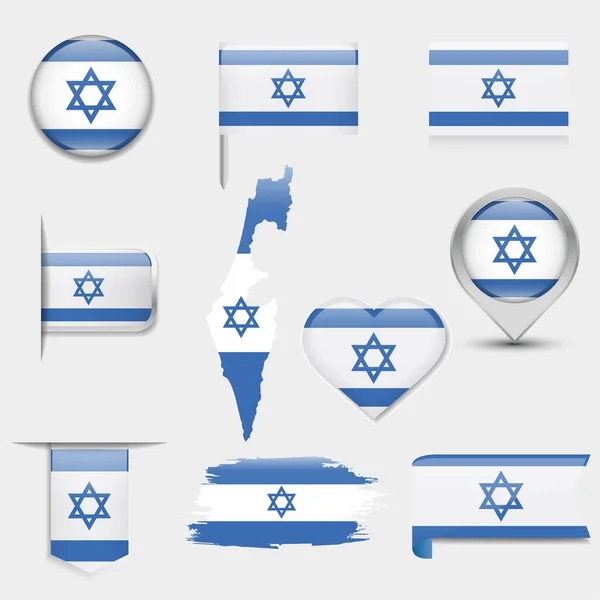 Israel Flag Flat Collection Flags Different Shaped Flat Icons Vector — Stock Vector