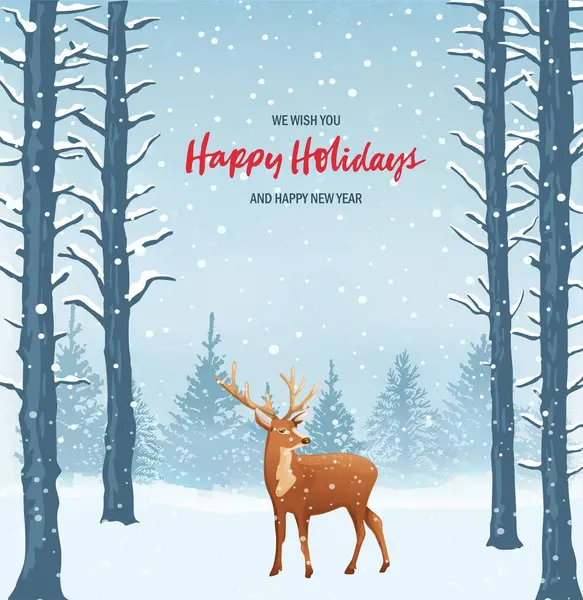 Sfondo Invernale Paesaggio Nuovo Anno Biglietto Auguri Natale Illustrazioni Stock Royalty Free