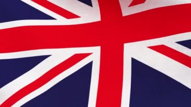 Birleşik Krallık bayrağı sallıyor. İngiliz bayrağı. Üç boyutlu döngülü animasyon. 4k çözünürlüğü.