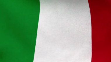 İtalya 'nın sallanan bayrağı. İtalyan ulusal bayrağı. Üç boyutlu döngülü animasyon. 4K çözünürlüğü. Kumaş tabanında İtalya bayrağı.