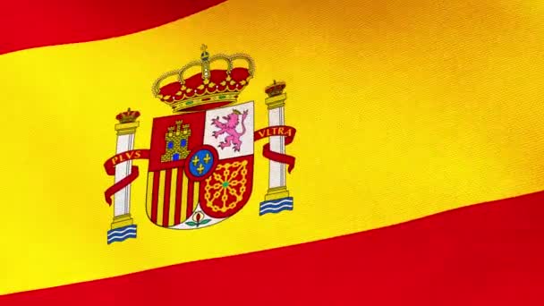 Vinka Spaniens Flagga Spaniens Nationella Flagga Loopad Animation Upplösning — Stockvideo