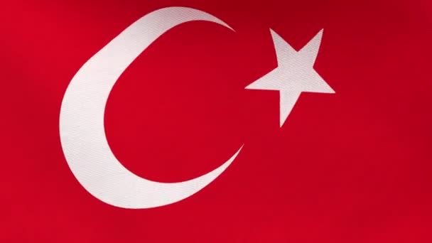 Viftar Med Turkiets Flagga Turkiets Nationella Flagga Loopad Animation Upplösning — Stockvideo