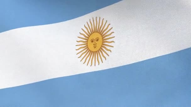 アルゼンチンの国旗が風になびく アルゼンチンの国旗 3Dループアニメーション 4K解像度 生地ベースにアルゼンチンの国旗 キャンバス上の生地の質感が強調されます — ストック動画