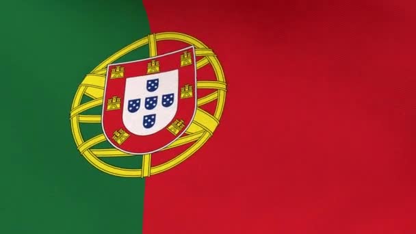 Portugal Flagga Viftar Vinden Portugals Nationella Flagga Looping Animation Upplösning — Stockvideo