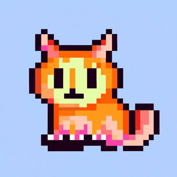 Klasická Bitová Pixelová Ilustrace Roztomilého Koťátka Retro Bit Pixel Art — Stock fotografie