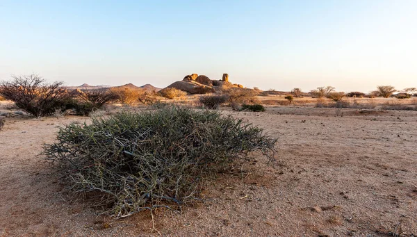 Landscape Shot Namibian Desert Spitzkoppe Sunset — Stock Photo, Image