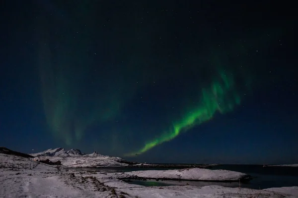 Bright Green Colours Northern Light Aurora Borealis Illuminate Night Sky — стокове фото
