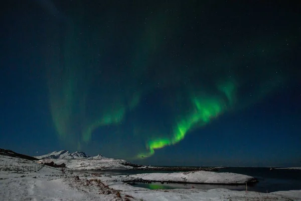 Яскраві Зелені Кольори Північного Світла Aurora Borealis Освітлюють Нічне Небо — стокове фото