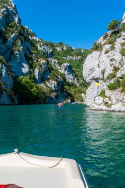 Exterior shot of the Gorges du Verdon, in the French Provence, on a beautiful summer day. This areas is also known as the european grand canyon.