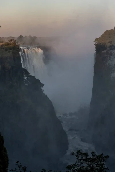 Externe Opname Van Victoria Valt Rond Zonsondergang Zimbabwe — Stockfoto