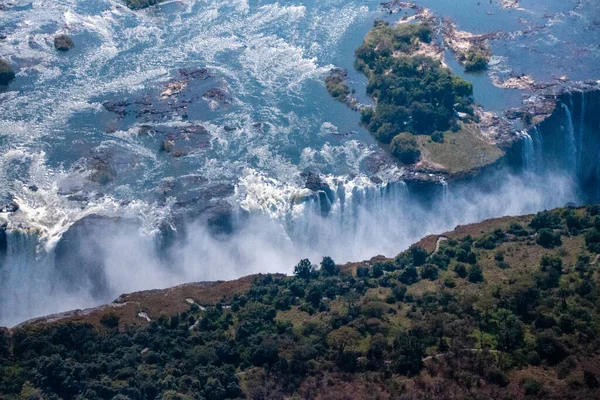 Telefoto Van Immense Victoria Watervallen Gezien Vanuit Lucht — Stockfoto