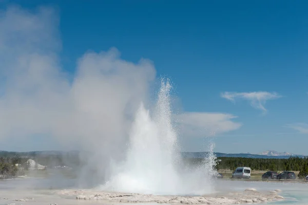 Ausbruch Des Großen Springbrunnen Geysirs Yellowstone Nationalpark — Stockfoto