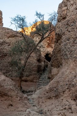Landscape shot from within sesriem canyon, Namibia, around sunset.