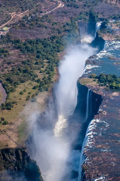 Telephoto Shot Immense Victoria Falls Seen Air — Fotografia de Stock