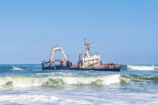 Zeila Shipwreck Namibian Skeleton Coast Rough Seas — Stock Photo, Image