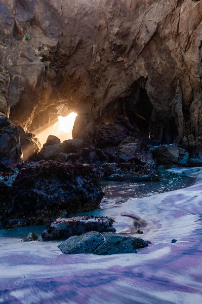 Späten Nachmittag Pfeiffer Beach Kalifornien Als Die Sonne Untergeht — Stockfoto