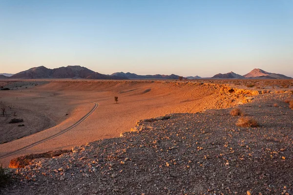 Una Mañana Muy Temprano Desierto Namibia Cerca Cha Alrededor Salida —  Fotos de Stock