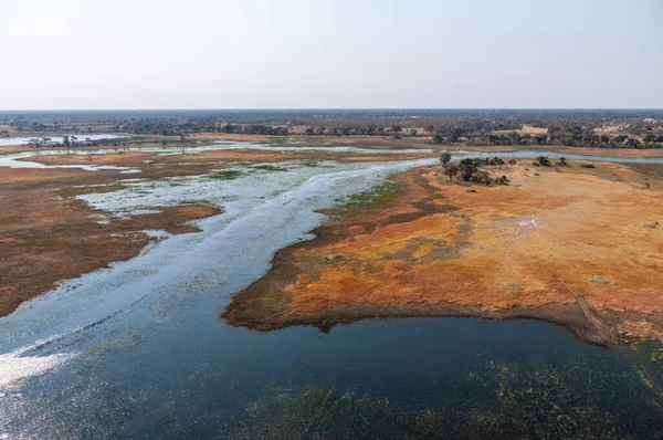 Odcisk Powietrza Delty Okavango Botswana Widziany Helikoptera — Zdjęcie stockowe
